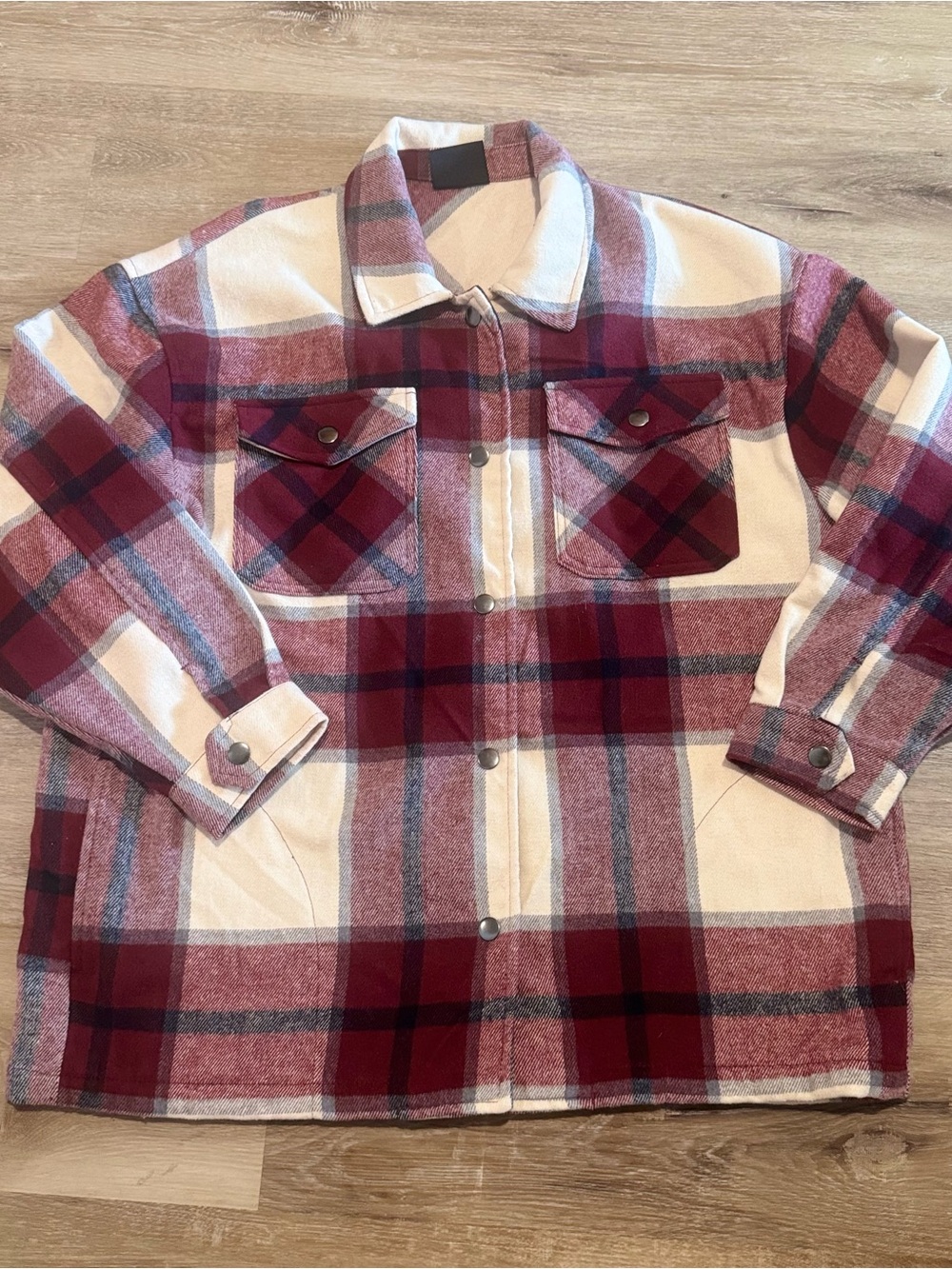 HFX Red Plaid Button-Front Barn Jacket Shacket Large